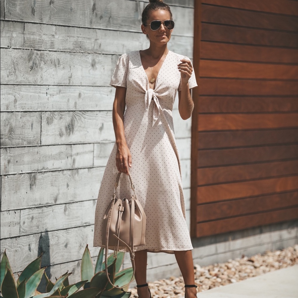 *NEW* Polka Dot Tie Front Midi Dress